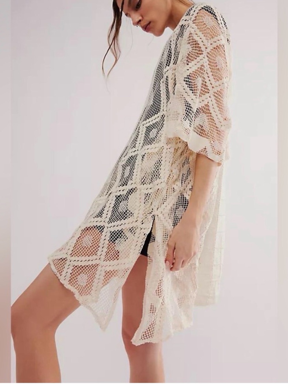 Free People Sunshine Crochet Kaftan Cream Crochet Swim
Cover-Up NWOT free size